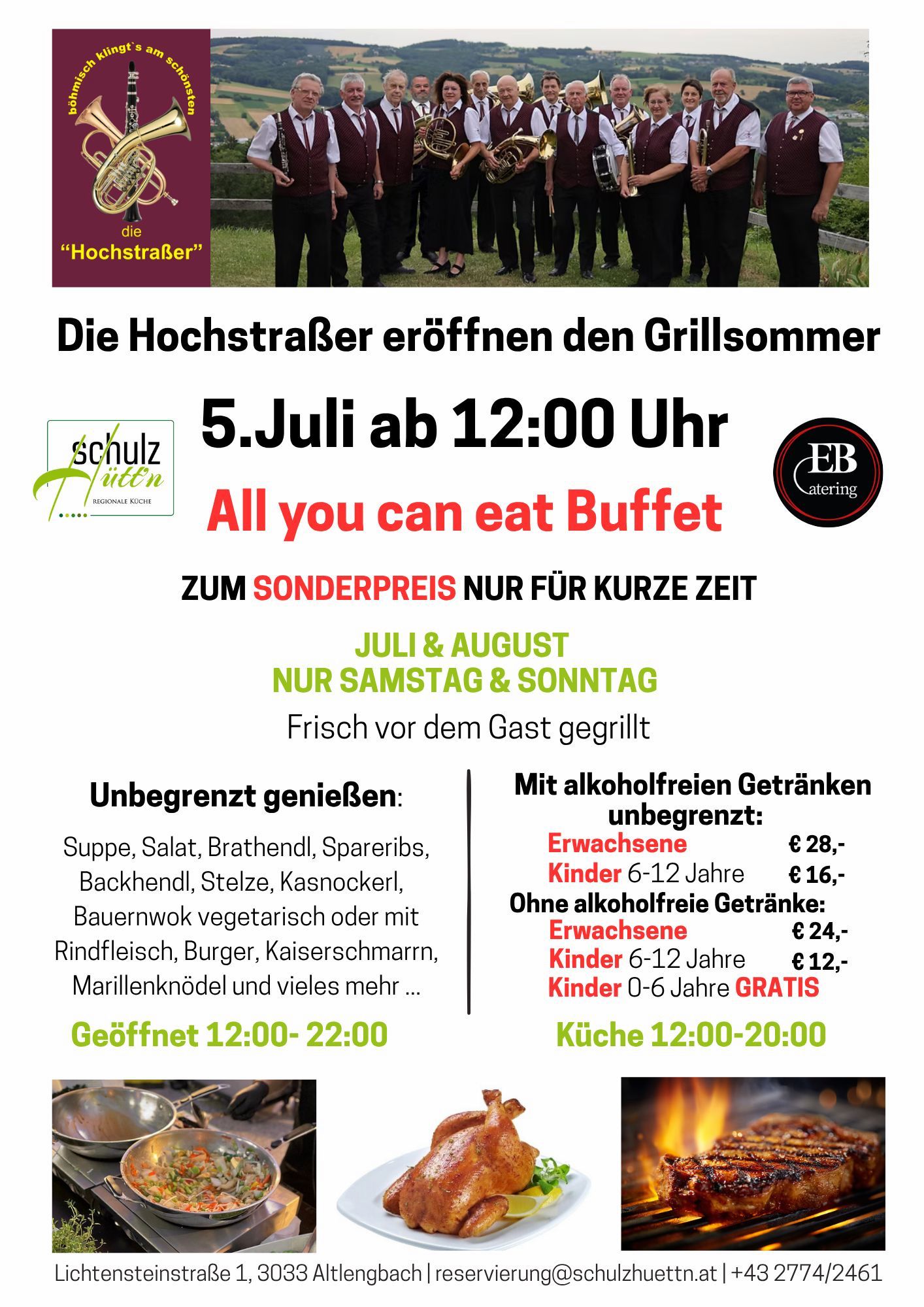 Flyer zum Grillsommer Buffet in der Schulzhüttn